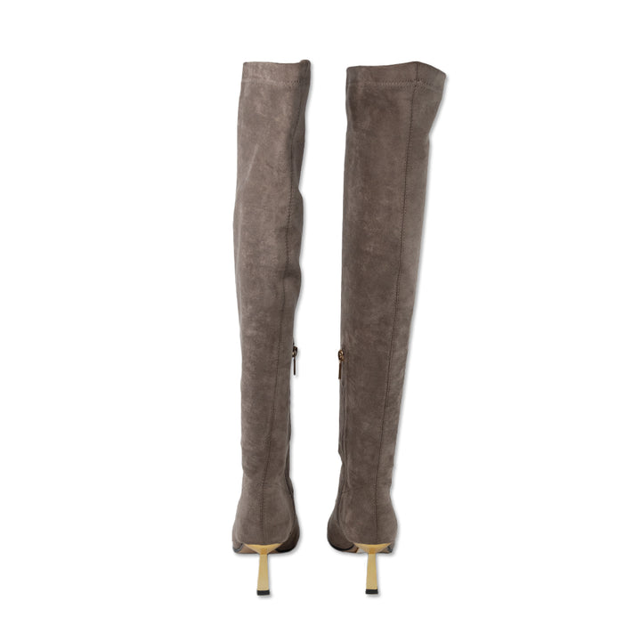 La Rosa Taupe Faux Suede Over-the-Knee Boots