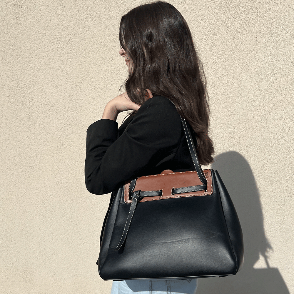 Loewe Black 
Brown Large Lazo Tote Bag