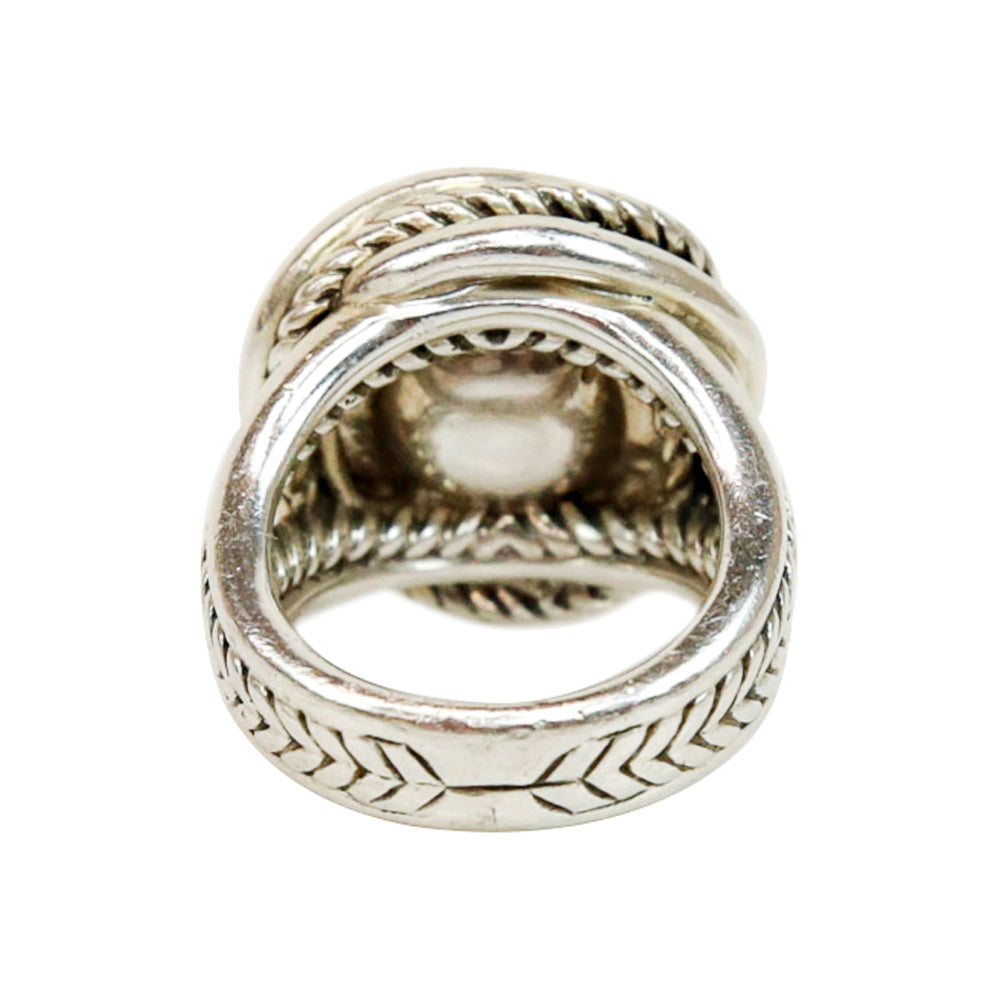 David Yurman Sterling Silver Pearl 
Diamond Crossover Ring