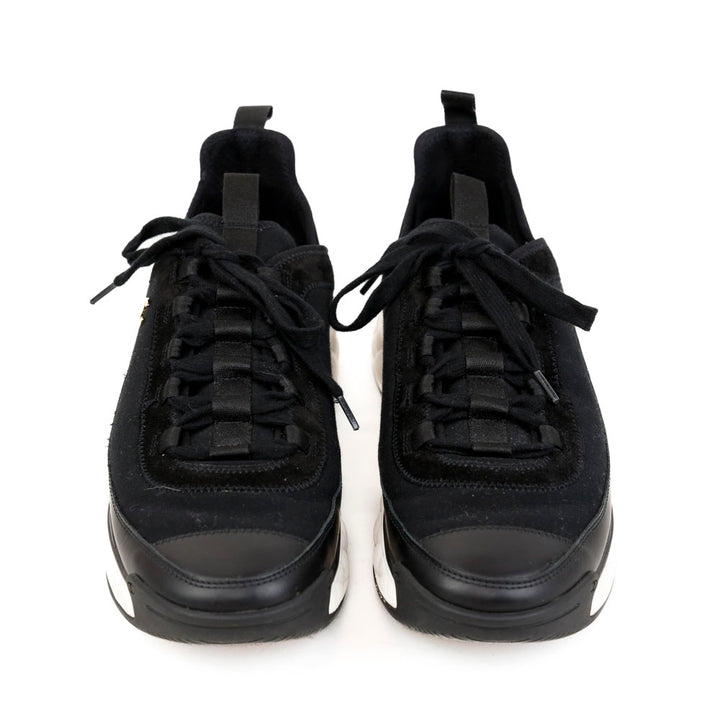 Chanel Black Mix Media Cap Toe CC Sneakers