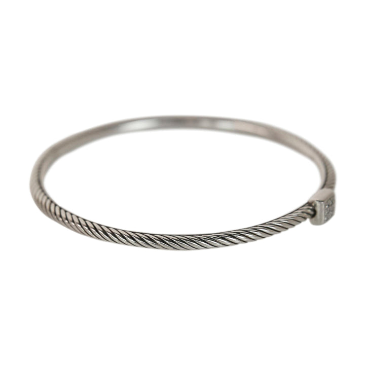 David Yurman Confetti Cable Classics Diamond 
Sterling Silver Bangle Bracelet