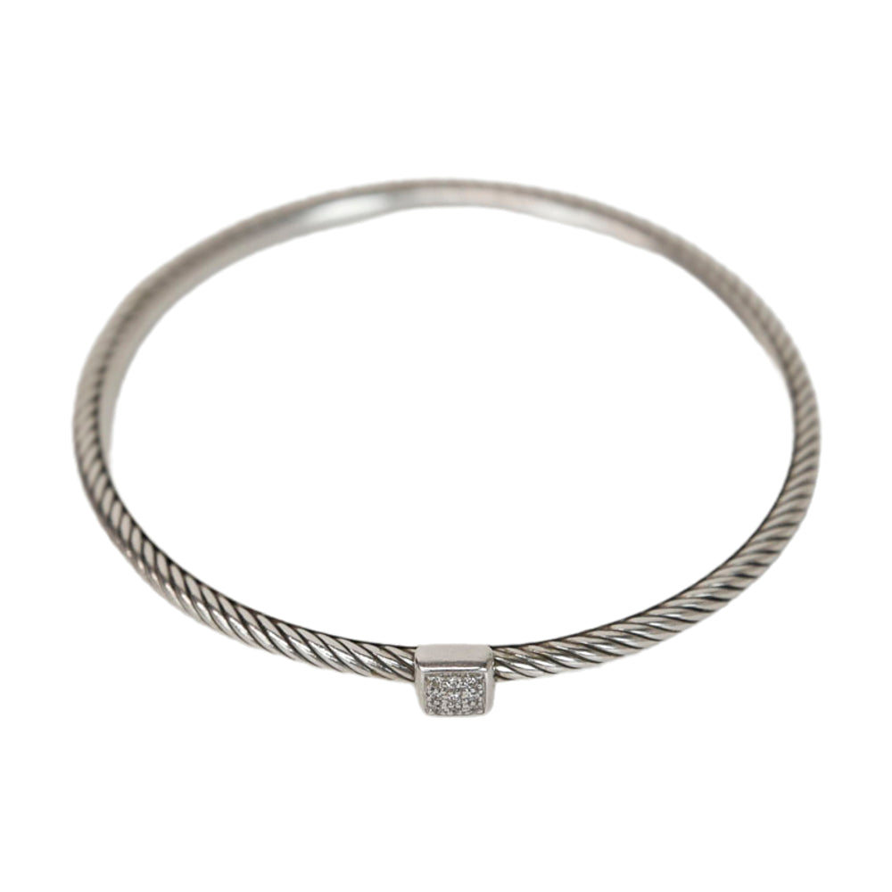 David Yurman Confetti Cable Classics Diamond 
Sterling Silver Bangle Bracelet