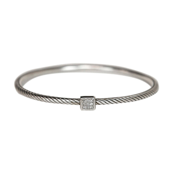 David Yurman Confetti Cable Classics Diamond 
Sterling Silver Bangle Bracelet