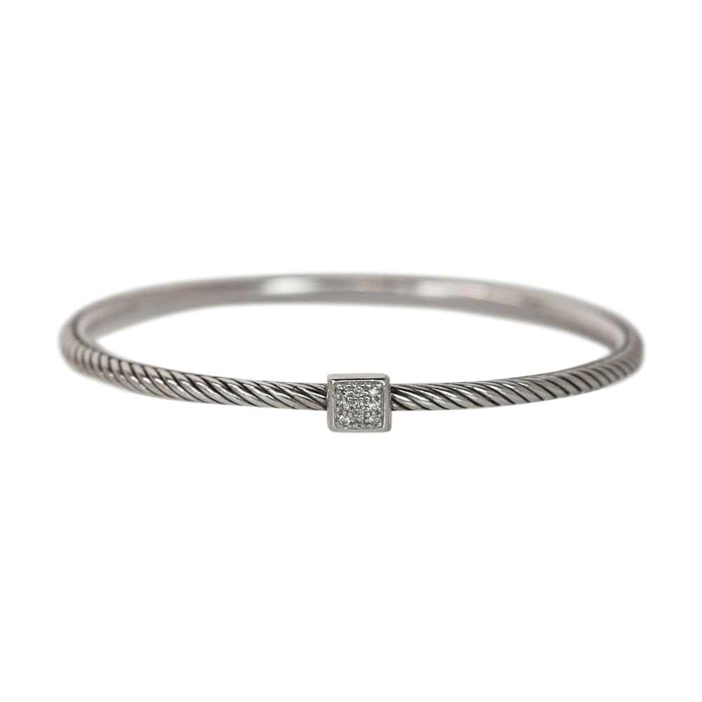 David Yurman Confetti Cable Classics Diamond 
Sterling Silver Bangle Bracelet