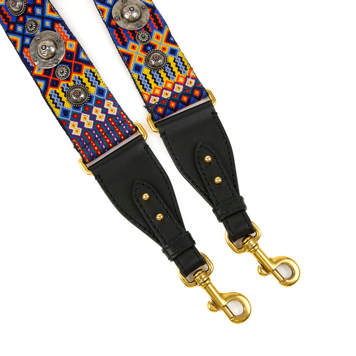 Christian Dior Multi-Color Canvas 
Blue Leather Embellished Mexico Shoulder Strap