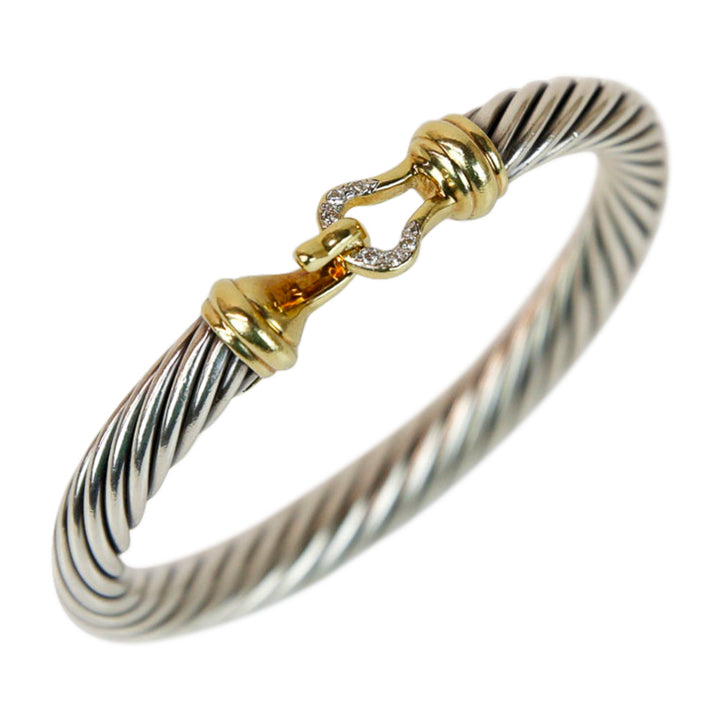 David Yurman Buckle Cable Diamond Bangle Bracelet