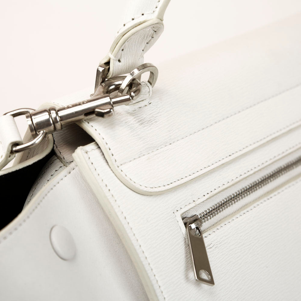 Celine White Leather Small Trapeze Bag