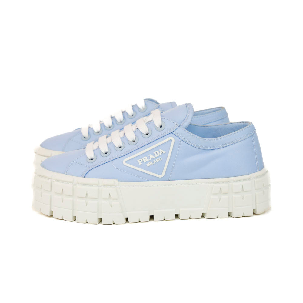 Prada Baby Blue Double Wheel Nylon Gabardine Platform Sneakers