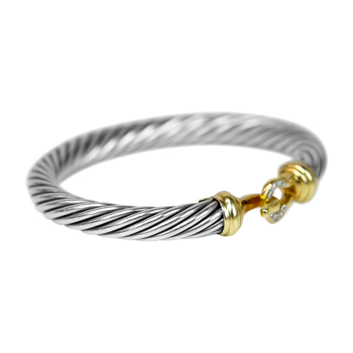 David Yurman Buckle Cable Diamond Bangle Bracelet