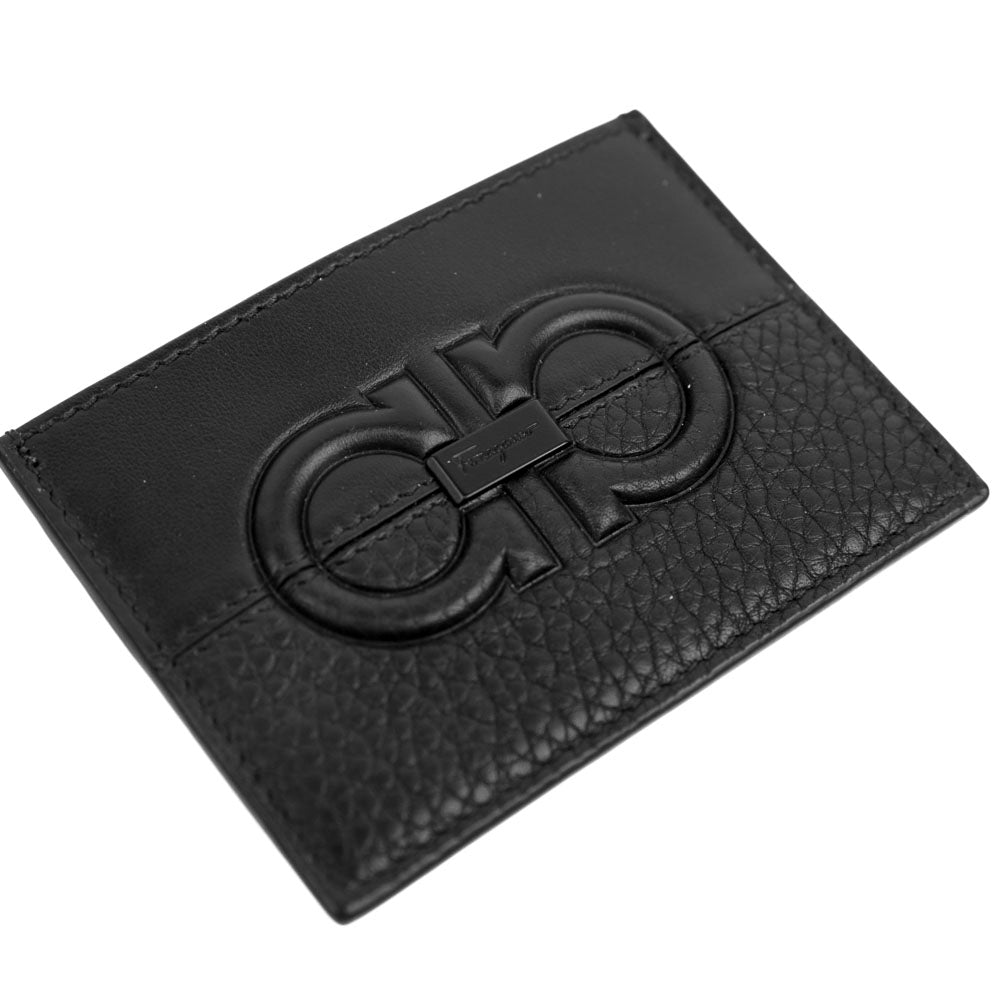 Salvatore Ferragamo Black Leather Gancini Card Holder