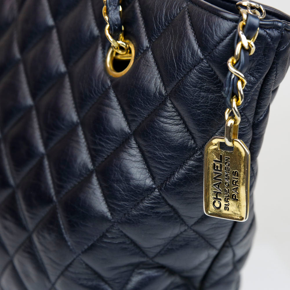 Chanel Vintage Navy Quilted Lambskin Shoulder Bag