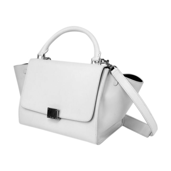 Celine White Leather Small Trapeze Bag