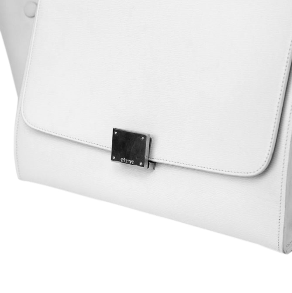 Celine White Leather Small Trapeze Bag