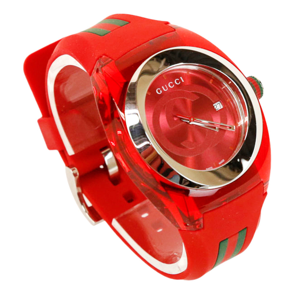 Gucci Stainless Steel 
Red Rubber SYNC Watch