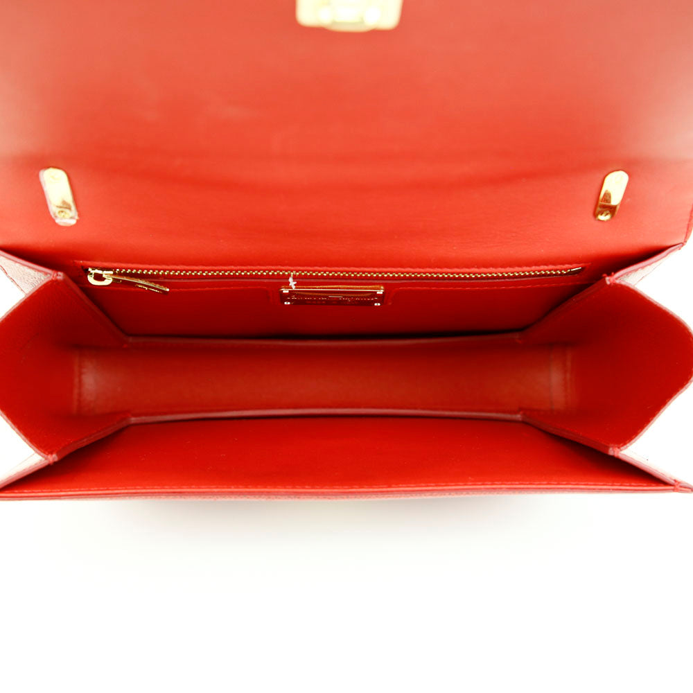 Salvatore Ferragamo Red Leather Vara Bow Crossbody Bag