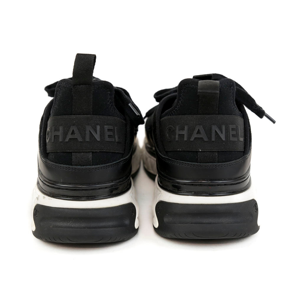 Chanel Black Mix Media Cap Toe CC Sneakers