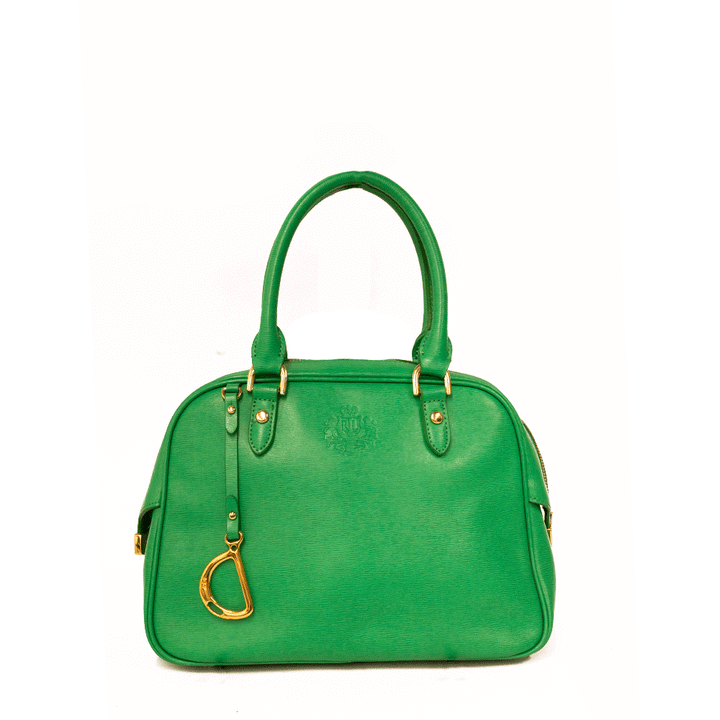 Lauren Ralph Lauren Green Leather Top Handle Bag