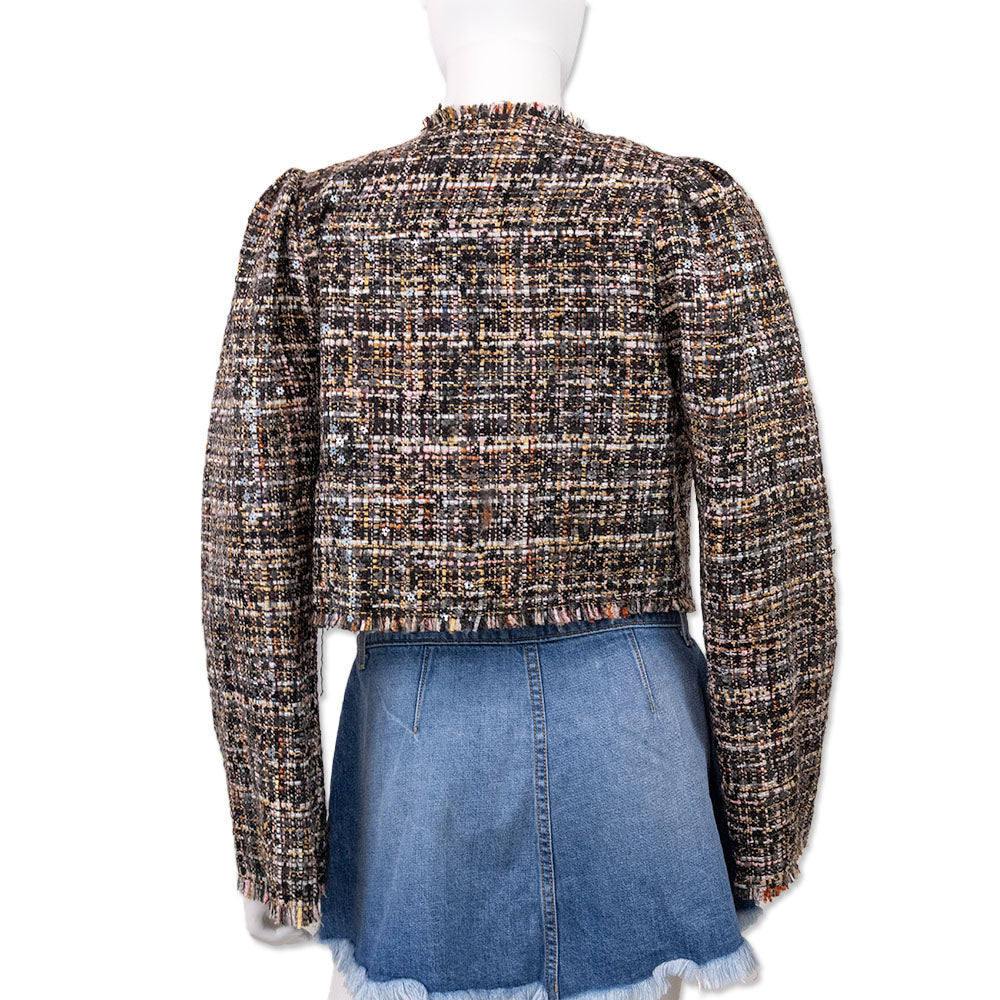 Ramy Brook Multicolored Sequin Knit Collarless Jacket