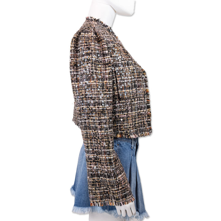 Ramy Brook Multicolored Sequin Knit Collarless Jacket