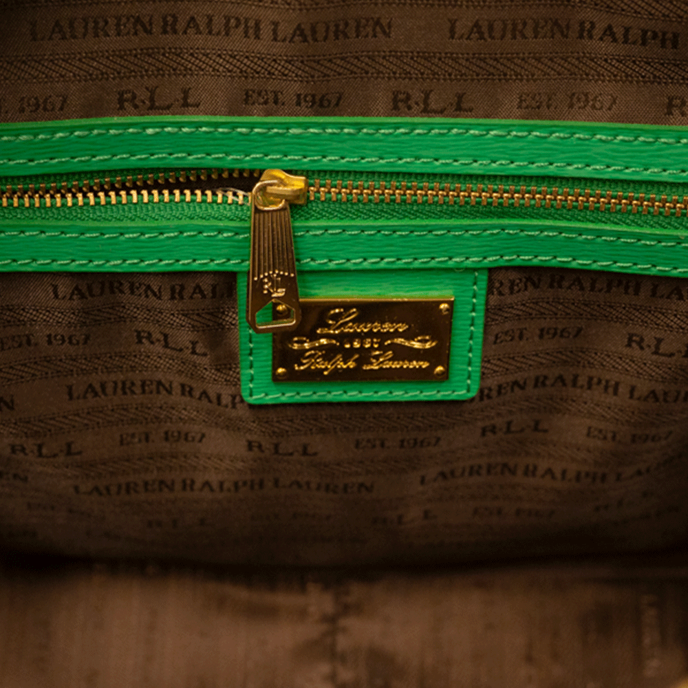 Lauren Ralph Lauren Green Leather Top Handle Bag