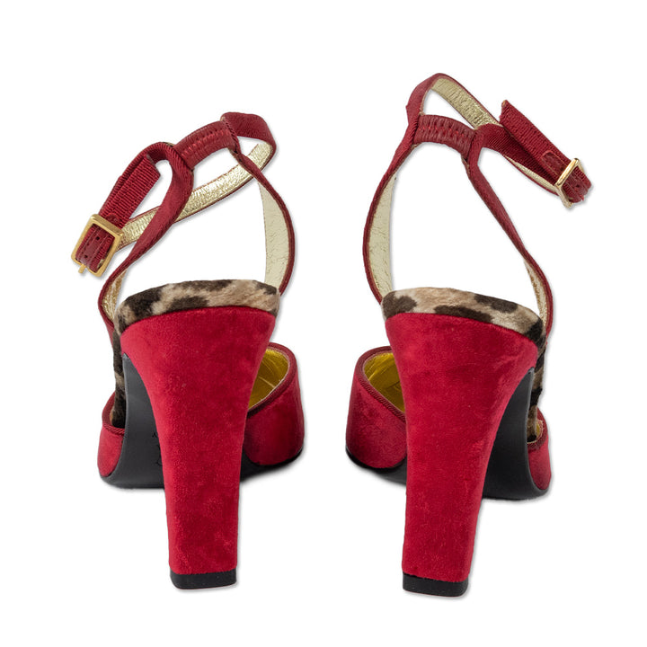 Dolce 
Gabbana Red Velvet Ankle Strap Pump