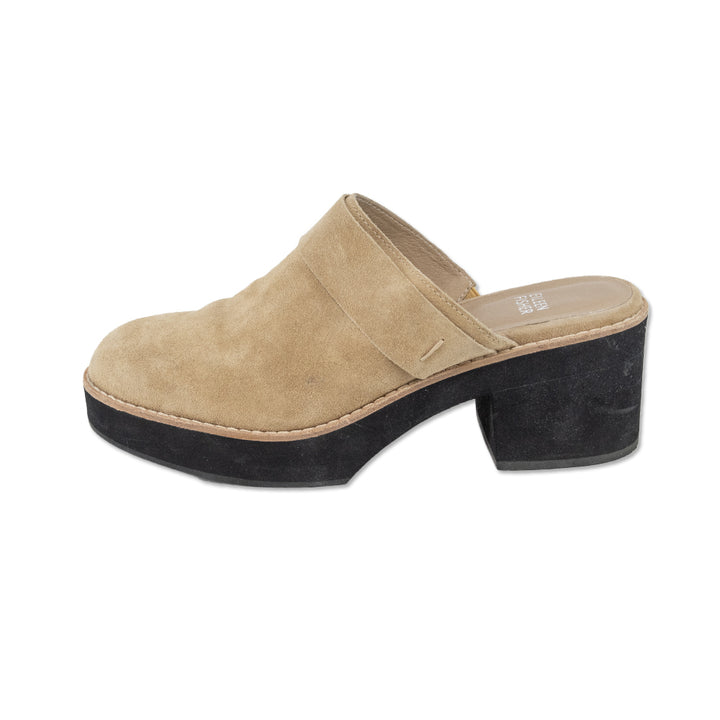 Eileen Fisher Hiya Beige Suede Platform Mules