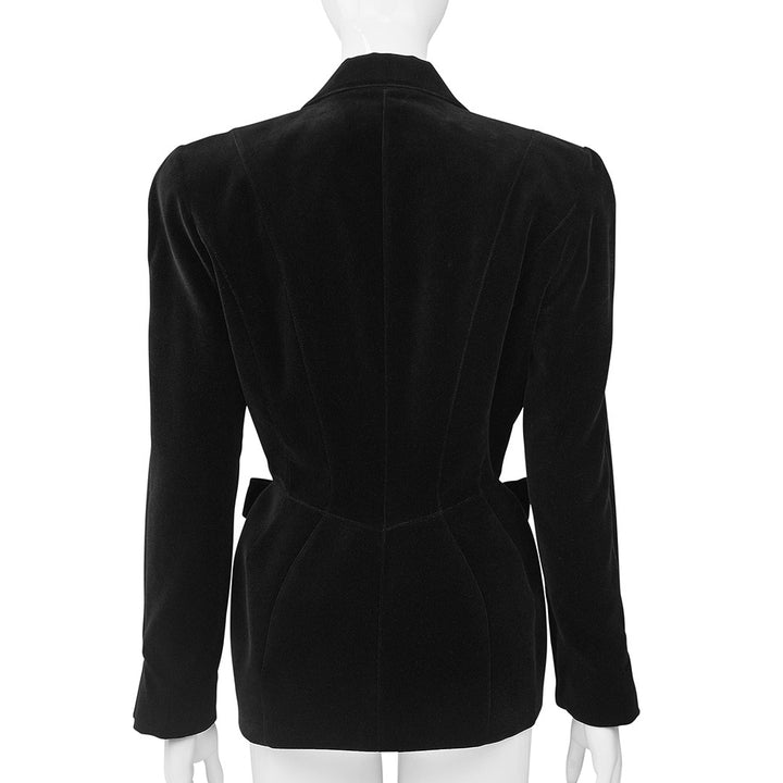 Thierry Mugler Vintage Black Velvet Bow Blazer