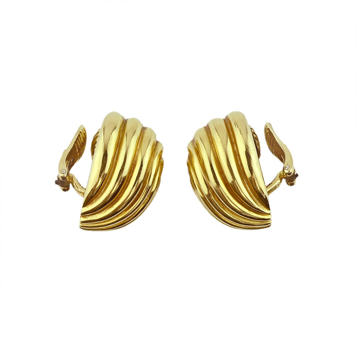 Tiffany 
Co. Vintage 18 KT Gold Sculpted Clip On Earrings