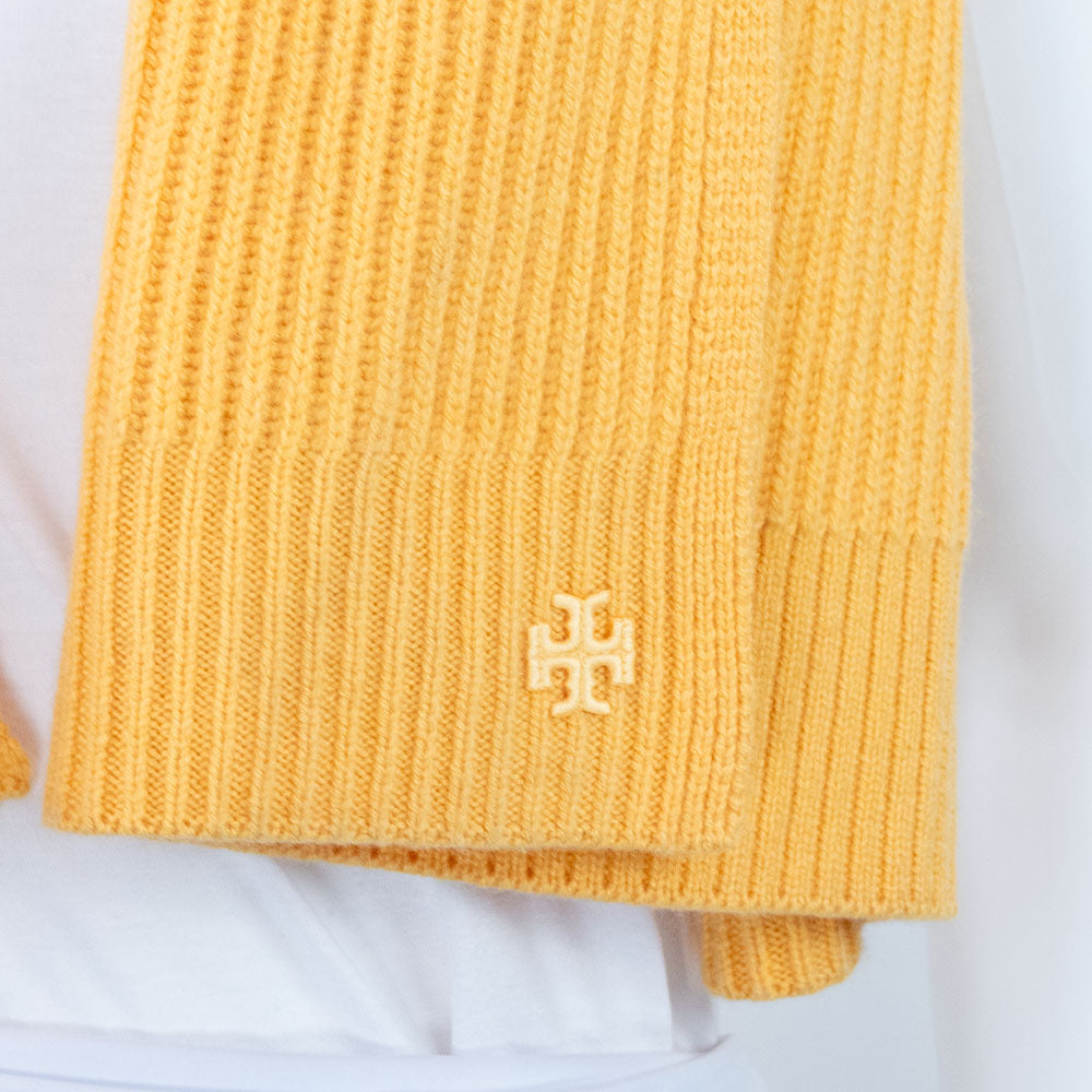 Tory Burch Yellow Ribbed Knit Scarf