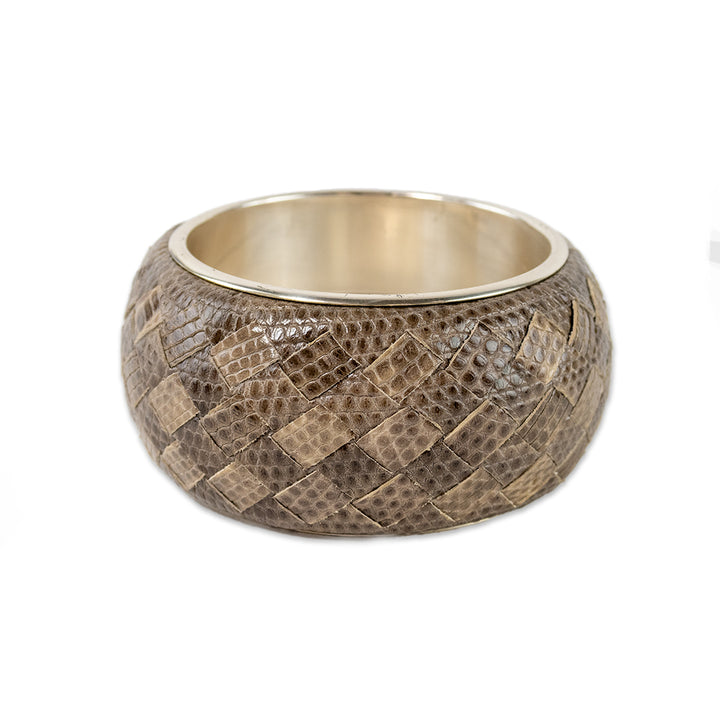 Bottega Veneta Snakeskin Large Bangle