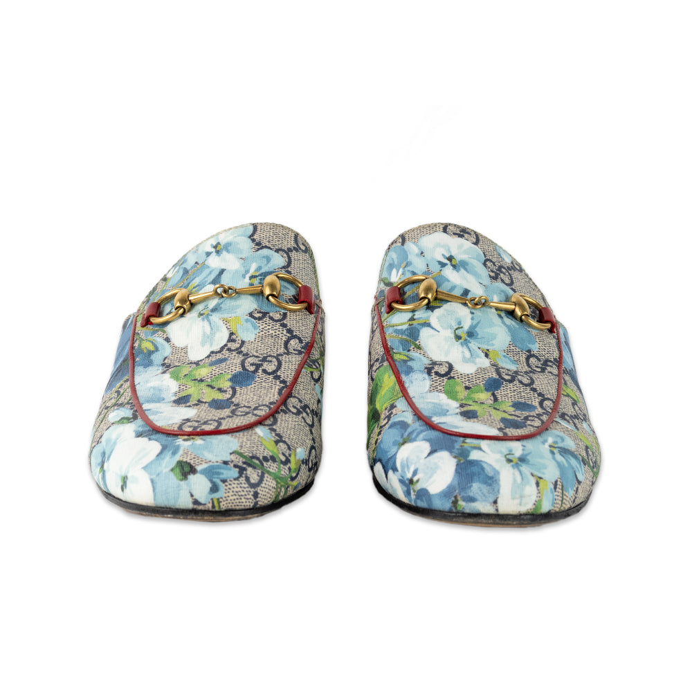 Gucci Supreme Blooms Canvas Princetown Mules