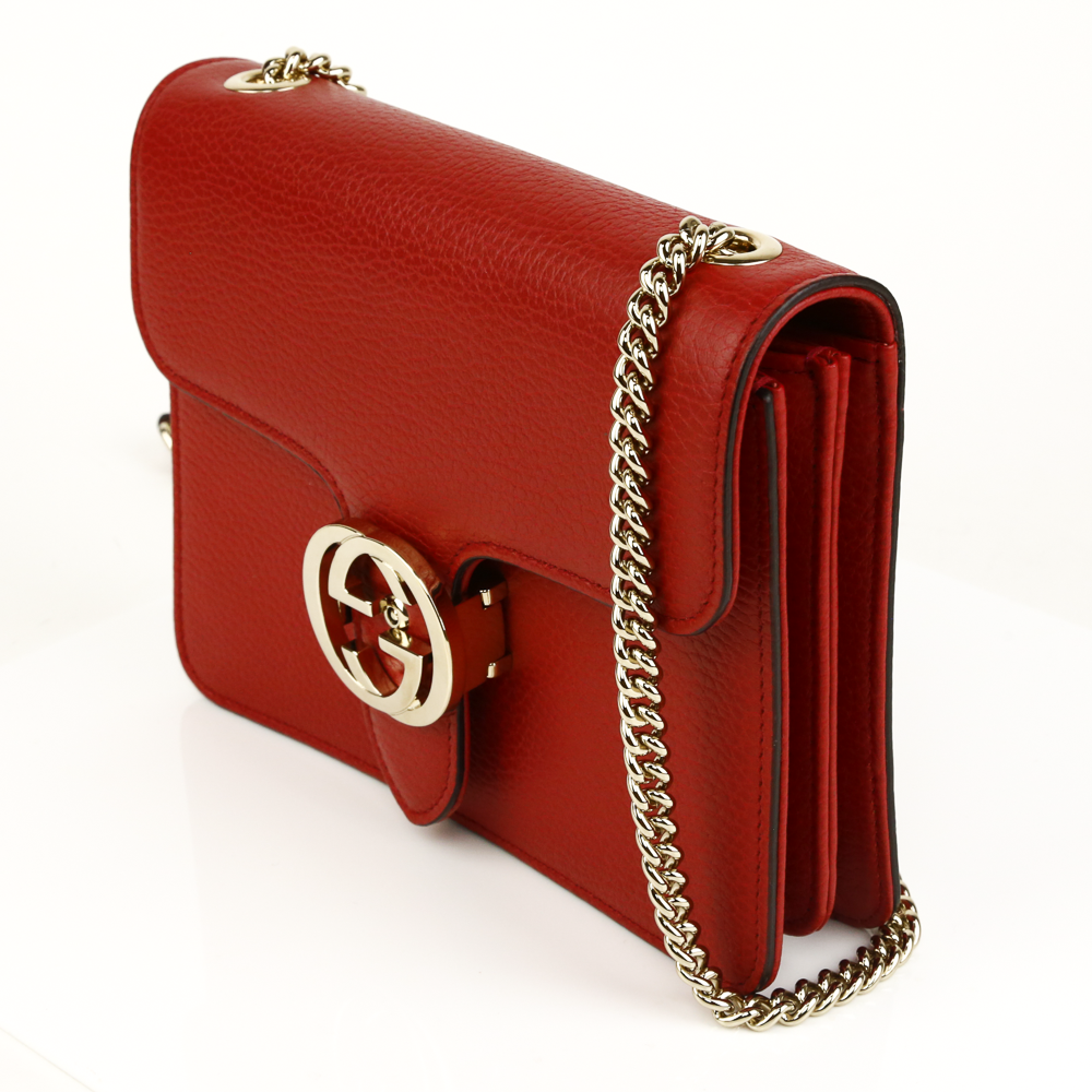 Gucci Red Dollar Calfskin Small Interlocking G Crossbody Bag