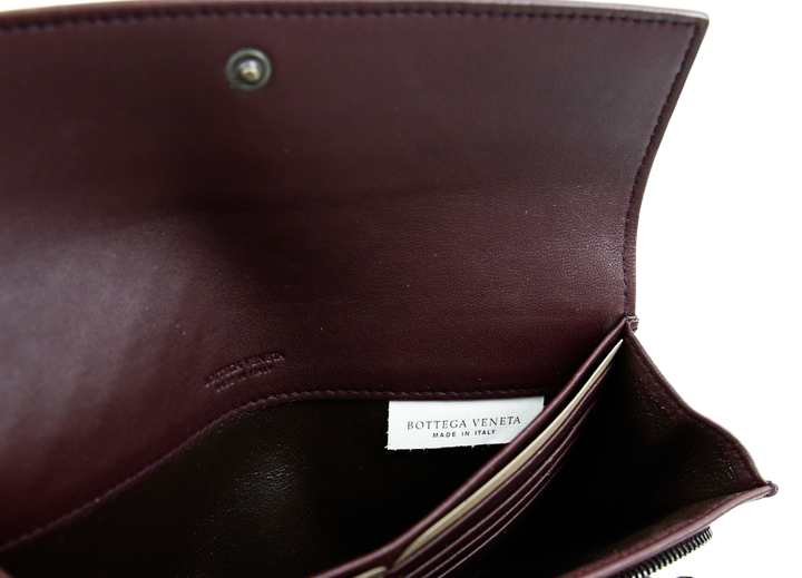 Bottega Veneta Burgundy Intrecciato Continental Flap Wallet