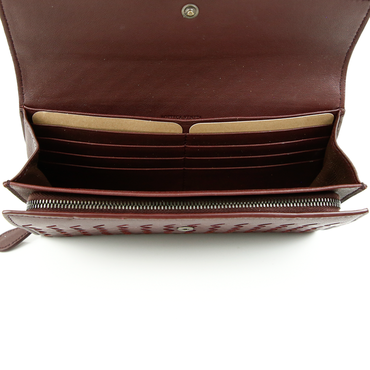 Bottega Veneta Burgundy Intrecciato Continental Flap Wallet