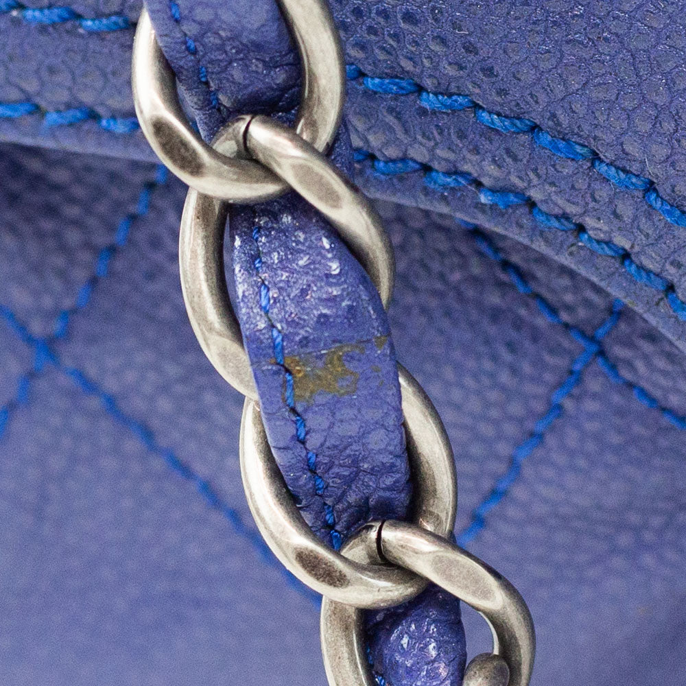 Chanel Blue Glazed Caviar Leather Coco Rider Flap Bag