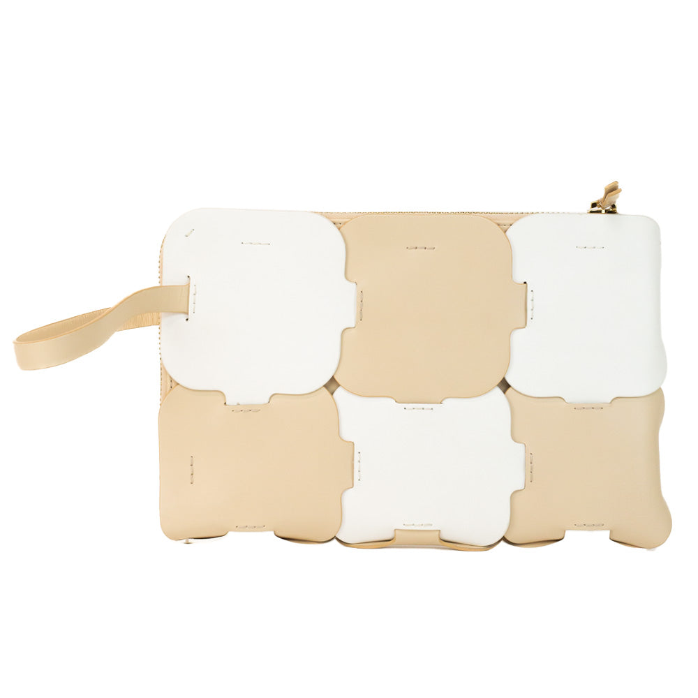 Paco Rabanne Beige 
White Cabas Puzzle Clutch