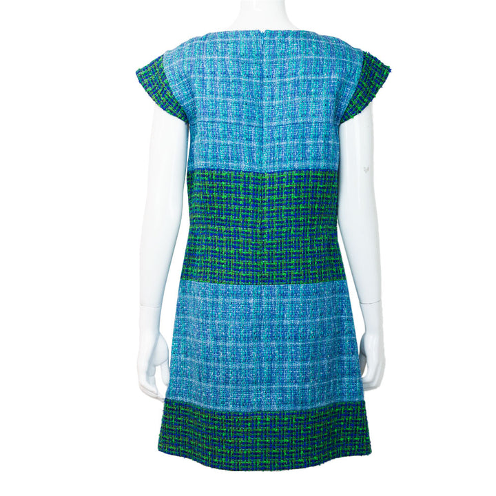 Chanel Blue 
Green Tweed Shift Dress