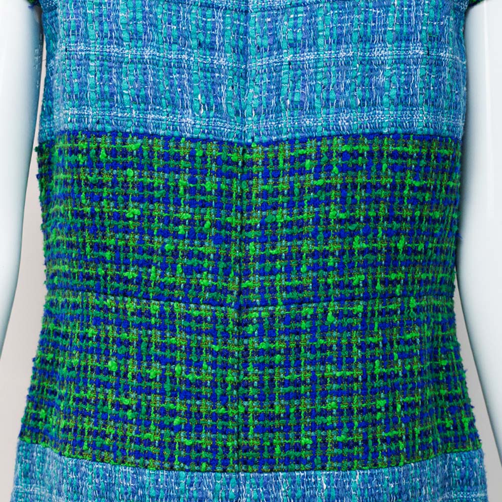 Chanel Blue 
Green Tweed Shift Dress