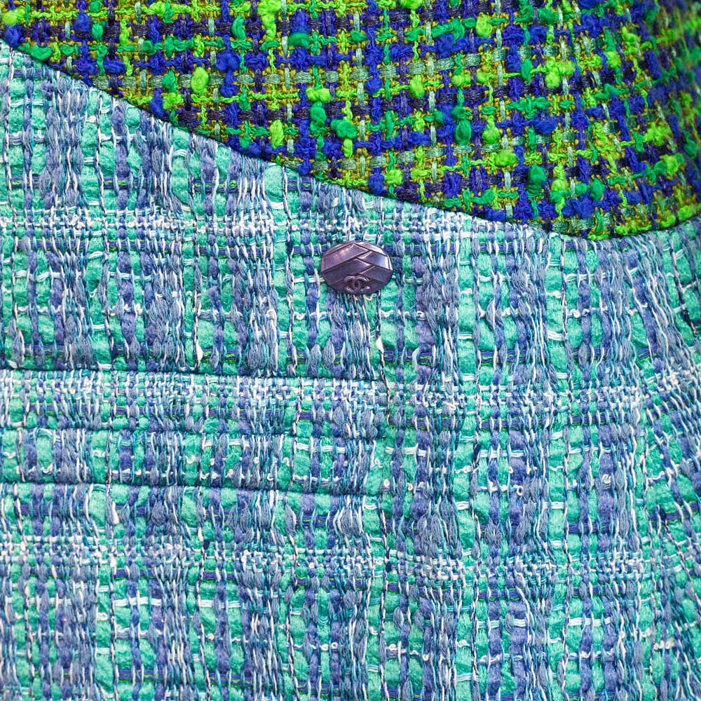 Chanel Blue 
Green Tweed Shift Dress