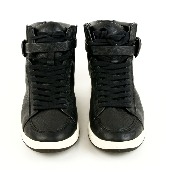 Burberry Black Leather 
House Check High Top Sneakers