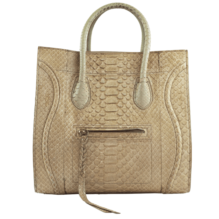 Celine Beige Python Medium Phantom Tote Bag