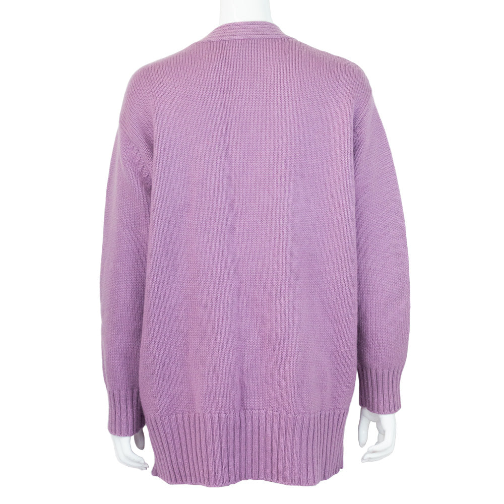 back view of Escada Lilac Wool 
Cashmere Embroidered Cardigan