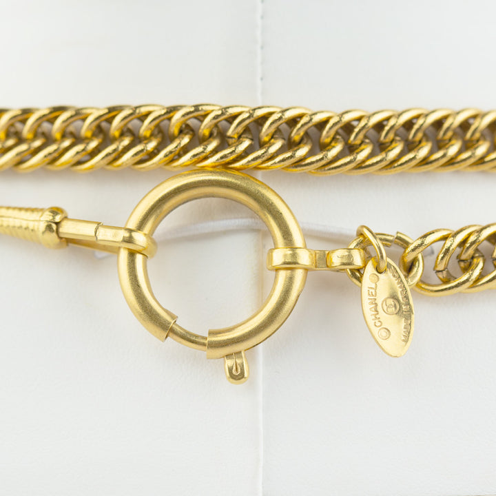 Chanel Vintage Gold Magnifying Lens Long Chain Necklace