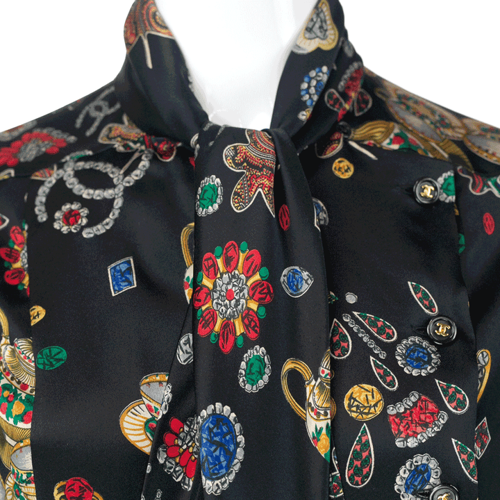 Chanel 1990
s Jewelry Print Blouse