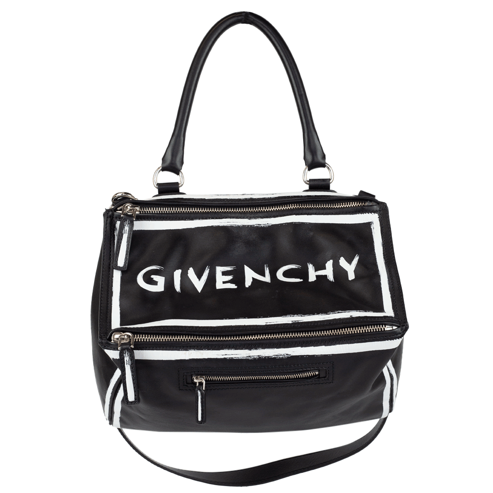 Givenchy Medium Pandora Graffiti Black Leather Satchel