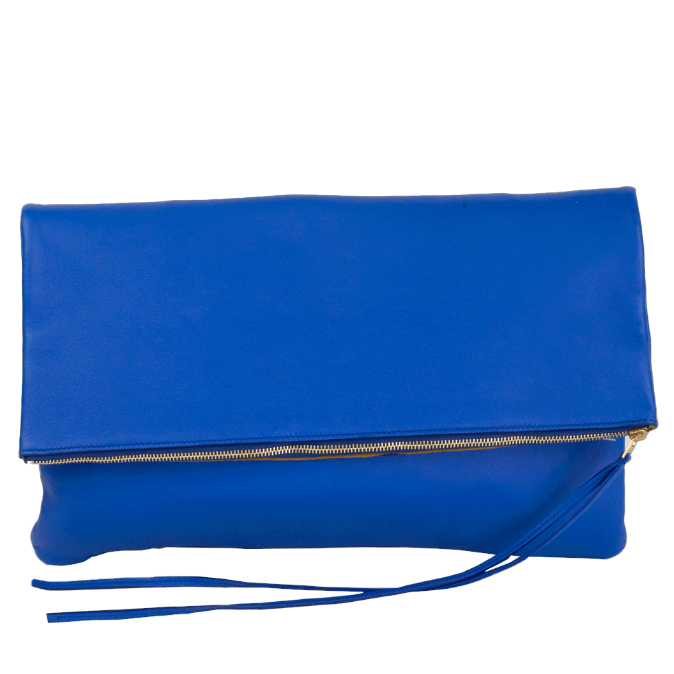 back view of Celine Indigo / Sunflower Soft Pouch Clutch