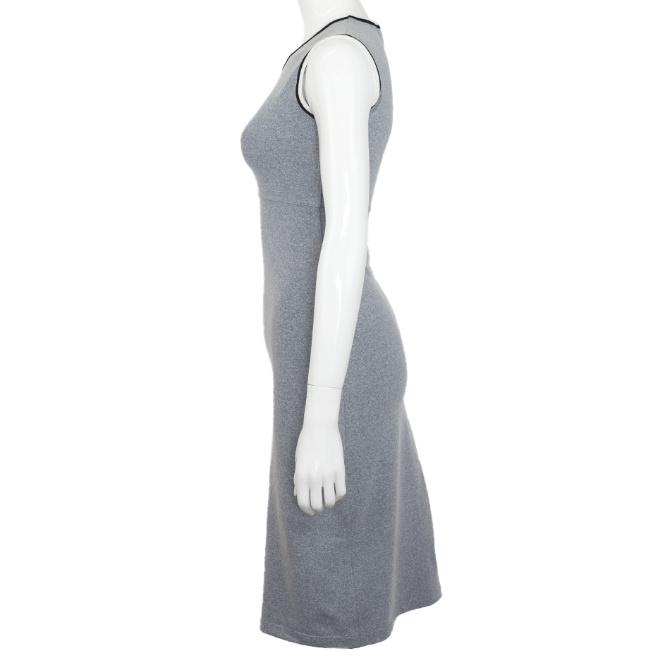 side view of Chanel Gray Knit Logo Tennis Dress