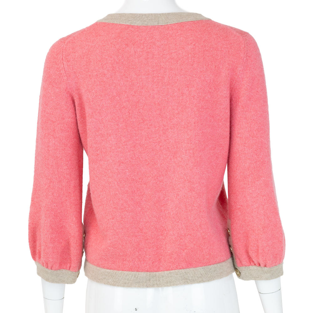 back view of Chanel Pink 
Beige Cashmere Cardigan