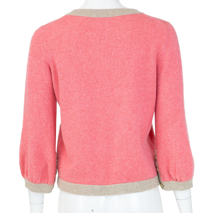 back view of Chanel Pink 
Beige Cashmere Cardigan