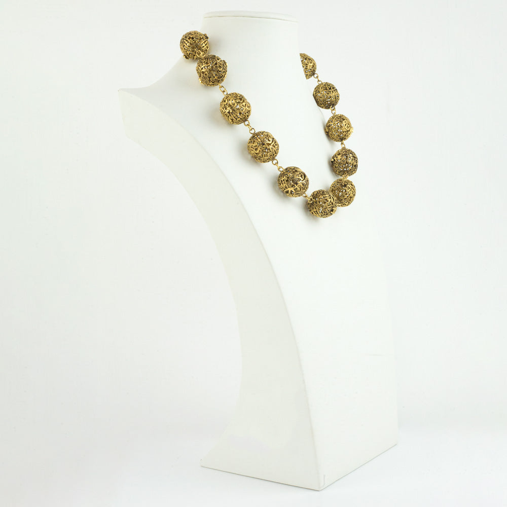 Chanel Vintage Gold Filigree Ball Necklace